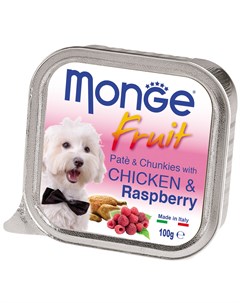 Fruit Dog для взрослых собак паштет с курицей и малиной 100 гр Monge