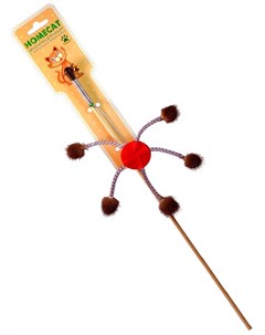 Игрушка для кошек дразнилка Солнышко с фетром и норковыми помпонами на пружинках 1 шт Homecat