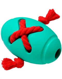 Игрушка для собак Silver Series мяч регби с канатом каучук бирюзовый 8 х 12 7 см 1 шт Homepet