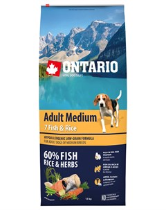Dog Adult Medium 7 Fish Rice низкозерновой для взрослых собак средних пород с 7 видами рыб и рисом 2 Ontario