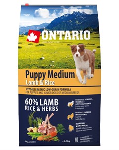 Puppy Medium Lamb Rice низкозерновой для щенков средних пород с ягненком и рисом 6 5 кг Ontario