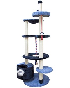 Комплекс игровой для кошек многоуровневый мех ковролин синий 96 х 84 х 221 см 1 шт Зооник