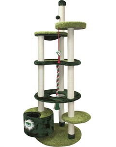 Комплекс игровой для кошек многоуровневый мех ковролин зеленый 96 х 84 х 221 см 1 шт Зооник