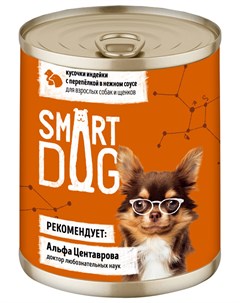Для собак и щенков с кусочками индейки и перепелкой в соусе 400 гр х 9 шт Smart dog