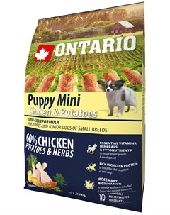 Puppy Mini Chicken Potatoes низкозерновой для щенков маленьких пород с курицей и картофелем 2 25 кг Ontario