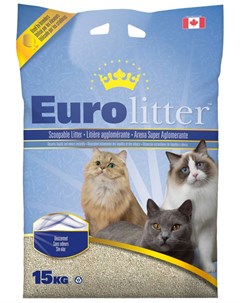 Наполнитель комкующийся для туалета кошек Контроль запаха без пыли 15 кг Eurolitter