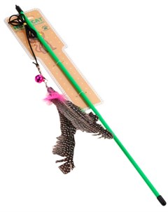 Игрушка для кошек удочка дразнилка с перьями и колокольчиком 50 см 1 шт Homecat