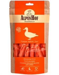 Лакомство для собак сосиски венские с уткой 80 гр 1 уп Alpenhof