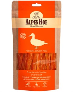 Лакомство для собак маленьких пород и щенков грудка утиная 50 гр 1 уп Alpenhof