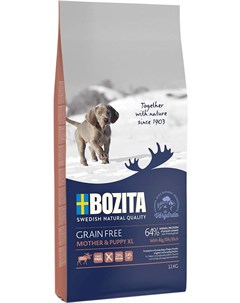 Grain Free Mother Puppy Xl Elk беззерновой для щенков крупных пород беременных и кормящих сук с лосе Bozita