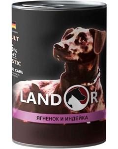 Dog Adult Lamb Turkey для взрослых собак всех пород с ягненком и индейкой 400 гр х 6 шт Landor
