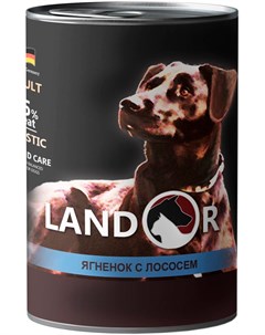 Dog Adult Lamb Salmon для взрослых собак всех пород с ягненком и лососем 400 гр х 6 шт Landor