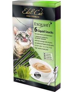 Лакомство для кошек крем суп для вывода шерсти с ливерной колбасой и травами 6 шт Edel cat