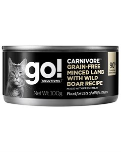 Solutions Carnivore беззерновые для кошек и котят с рубленым ягненком и мясом дикого кабана 100 гр @go