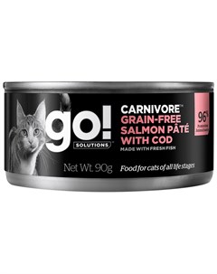 Solutions Carnivore беззерновые для кошек и котят паштет с лососем и треской 90 гр @go