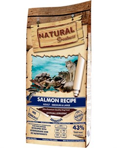 Salmon Recipe Sensitive Adult Medium Large монобелковый для взрослых собак средних и крупных пород c Natural greatness