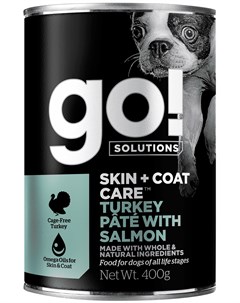 Solutions Skin Coat Care для собак и щенков паштет с индейкой и лососем 400 гр @go