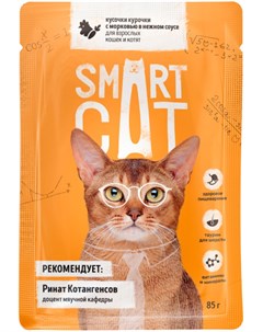 Для кошек и котят с кусочками курицы и морковью в соусе 85 гр х 25 шт Smart cat