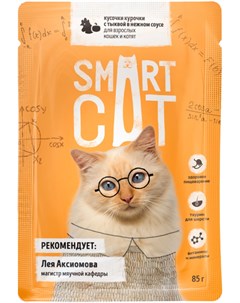 Для кошек и котят с кусочками курицы и тыквой в соусе 85 гр х 25 шт Smart cat
