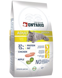 Cat Adult Indoor Chicken для взрослых кошек живущих дома с курицей 10 кг Ontario