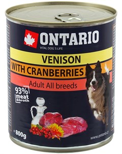 Для взрослых собак с олениной и клюквой 400 гр х 6 шт Ontario