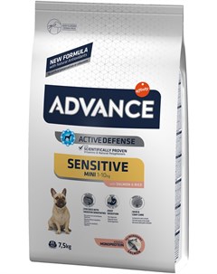 Adult Mini Sensitive Salmon Rice для взрослых собак маленьких пород с чувствительным пищеварением ко Advance