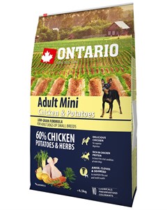 Dog Adult Mini Chicken Potatoes низкозерновой для взрослых собак маленьких пород с курицей и картофе Ontario