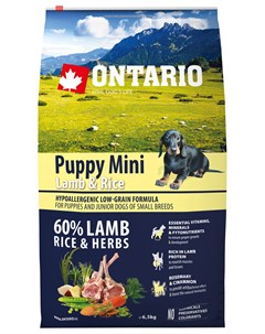 Puppy Mini Lamb Rice низкозерновой для щенков маленьких пород с ягненком и рисом 6 5 кг Ontario