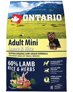 Dog Adult Mini Lamb Rice низкозерновой для взрослых собак маленьких пород с ягненком и рисом 0 75 кг Ontario