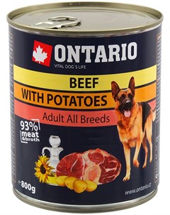 Для взрослых собак с говядиной и картофелем 400 гр х 6 шт Ontario