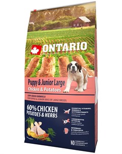 Puppy Junior Large Chicken Potatoes низкозерновой для щенков крупных пород с курицей и картофелем 12 Ontario