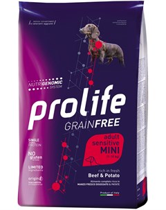 Grain Free Sensitive Adult Mini Beef Potato беззерновой для взрослых собак маленьких пород с чувстви Prolife