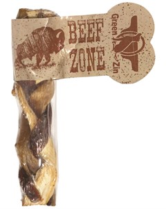Лакомство Beef Zone для собак средних и крупных пород косичка из сыромятной телячьей кожи и мяса 6 д Green qzin