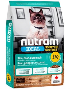 Ideal Solution Support I19 Cat Skin Coat Stomach для взрослых кошек c чувствительным пищеварением ко Nutram