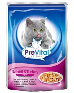 Classic для взрослых кошек с кроликом и индейкой в желе 100 гр х 24 шт Prevital