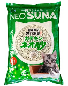 Neo Suna наполнитель комкующийся для туалета кошек с экстрактом зеленого чая 6 6 л Neo loo life