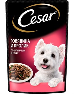 Для взрослых собак маленьких пород с говядиной кроликом и шпинатом 85 гр Cesar