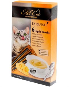 Лакомство для кошек крем суп для зрения и здоровья сердца с сыром и таурином 6 шт Edel cat