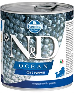 Dog N d Ocean Puppy Cod Pumpkin беззерновые для щенков всех пород с треской и тыквой 285 гр Farmina