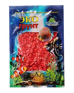 Грунт для аквариума Цветная мраморная крошка красная блестящая 5 10 мм 1 кг Экогрунт