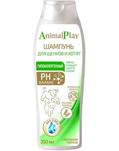 Шампунь для щенков и котят гипоаллергенный с протеинами пшеницы и витаминами 250 мл 1 шт Animal play