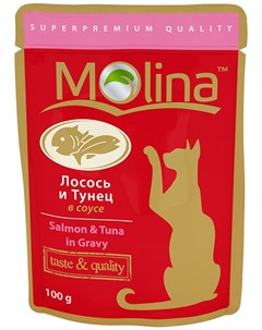 Для взрослых кошек с лососем и тунцом в соусе 100 гр Molina