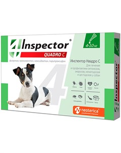 Quadro C капли для собак весом от 4 до 10 кг против внутренних и внешних паразитов 1 пипетка Inspector
