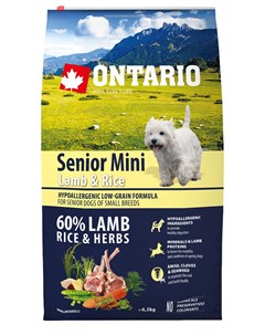 Dog Senior Mini Lamb Rice низкозерновой для пожилых собак маленьких пород с ягненком и рисом 6 5 кг Ontario