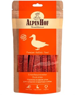 Лакомство для собак средних и крупных пород нарезка из филе утки 80 гр 1 уп Alpenhof