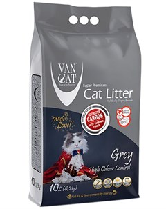 Grey наполнитель комкующийся для туалета кошек с активированным углем без пыли 8 5 кг Van cat