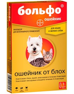 Больфо ошейник для мелких собак и кошек против клещей блох вшей и власоедов длина 38 см Bayer 1 шт Bolfo