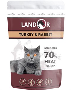 Cat Adult Sterilized Turkey Rabbit для взрослых кастрированных котов и стерилизованных кошек с индей Landor
