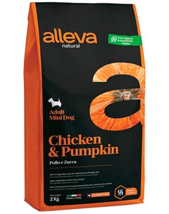Natural Adult Dog Mini Chicken Pumpkin низкозерновой для взрослых собак маленьких пород с курицей и  Alleva