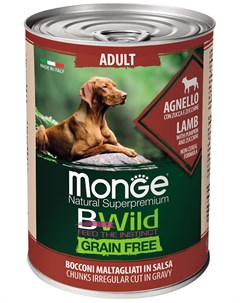 Bwild Adult Dog Grainfree беззерновые для взрослых собак с ягненком тыквой и кабачками 400 гр х 24 ш Monge